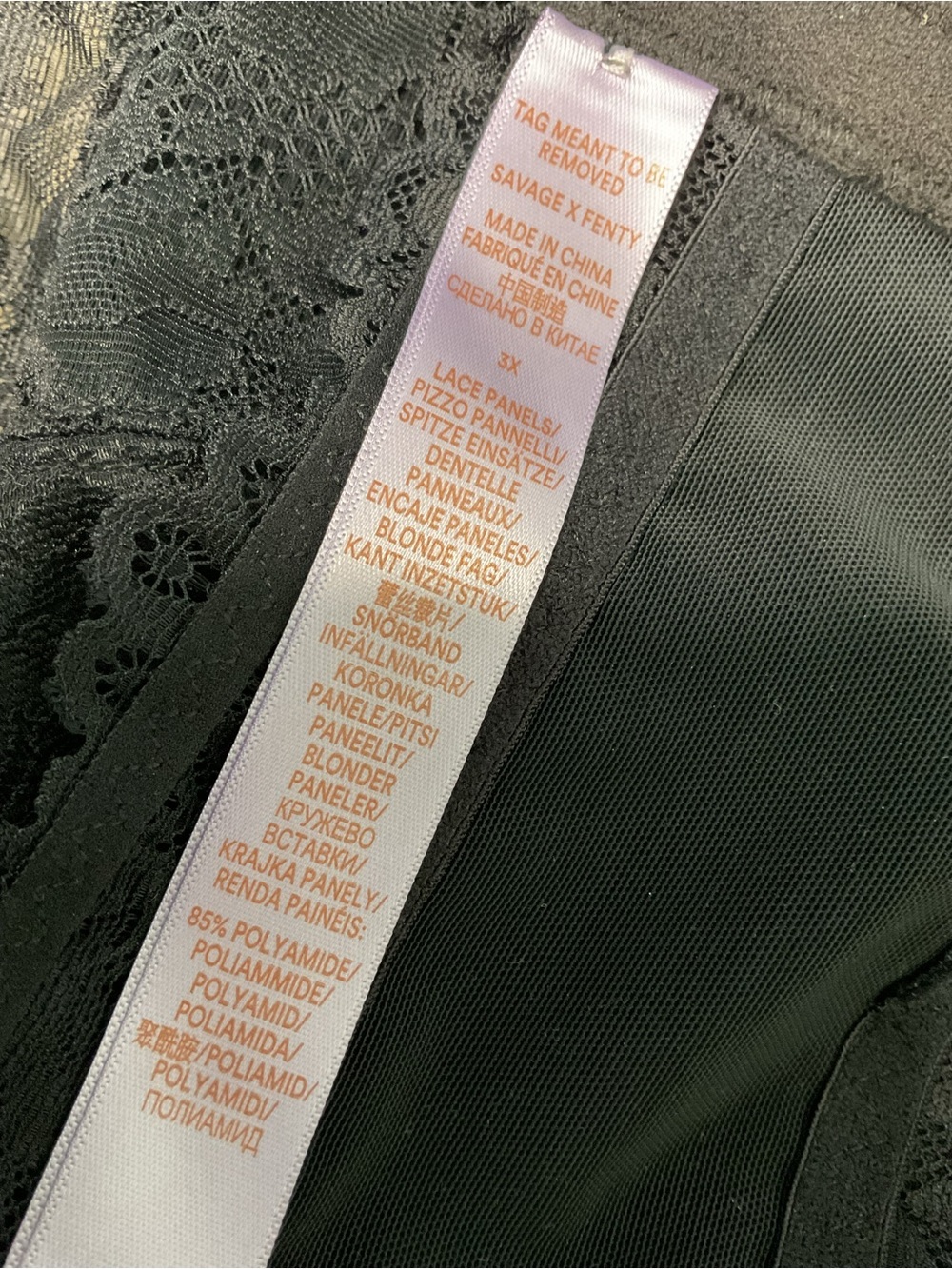 Savage X Fenty Black Lace Bralette 3X Racerback Sexy Lingerie - Picture 5 of 6